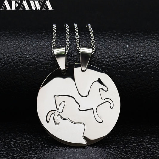 2PCS Horse Stainless Steel Chain Necklace