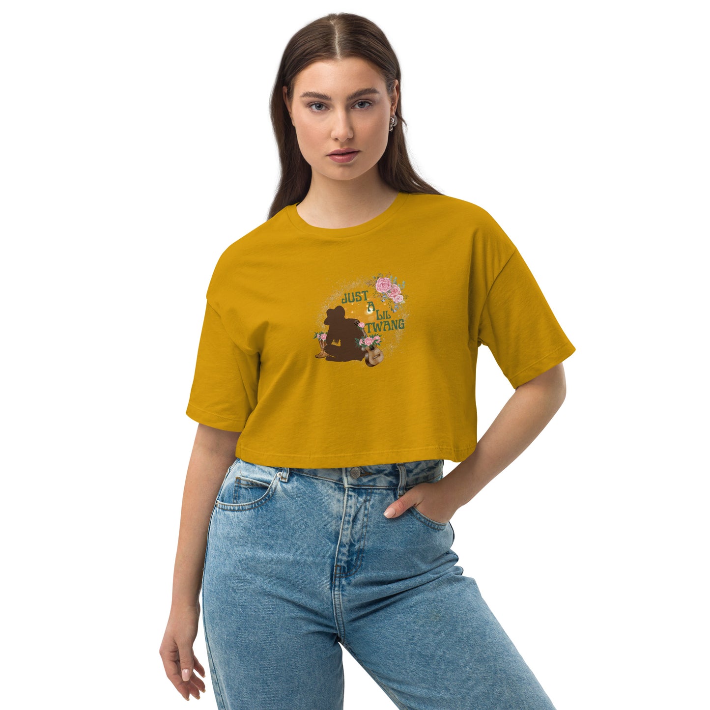 Loose drop shoulder crop top