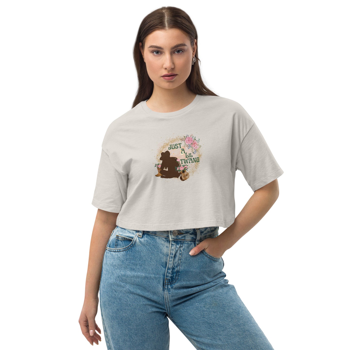Loose drop shoulder crop top