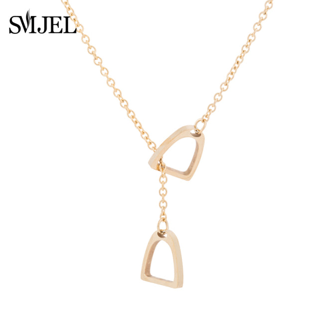 SMJEL Animal Horse Pendant Necklace Women Men Jewelry Cute Horse Shoe Hoof Necklaces Choker Collier Wholesale