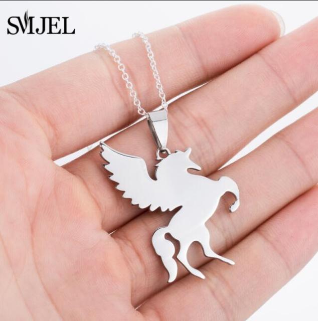 SMJEL Animal Horse Pendant Necklace Women Men Jewelry Cute Horse Shoe Hoof Necklaces Choker Collier Wholesale