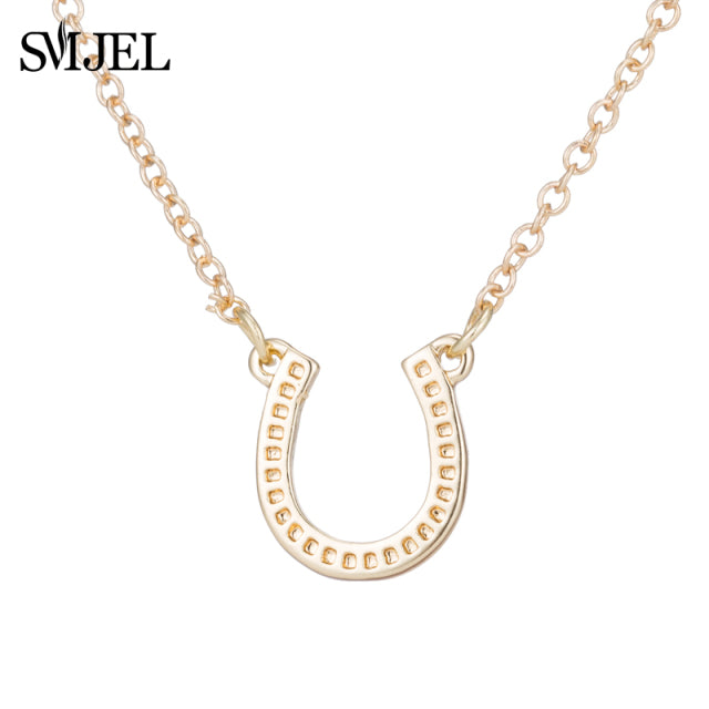 SMJEL Animal Horse Pendant Necklace Women Men Jewelry Cute Horse Shoe Hoof Necklaces Choker Collier Wholesale