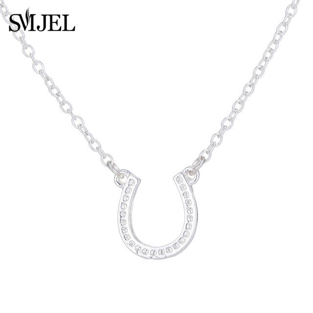 SMJEL Animal Horse Pendant Necklace Women Men Jewelry Cute Horse Shoe Hoof Necklaces Choker Collier Wholesale