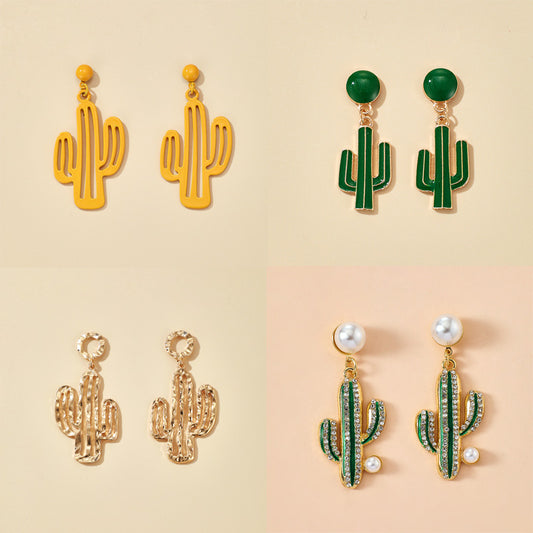 Cactus Luxury Pearl Stone Drop Earrings