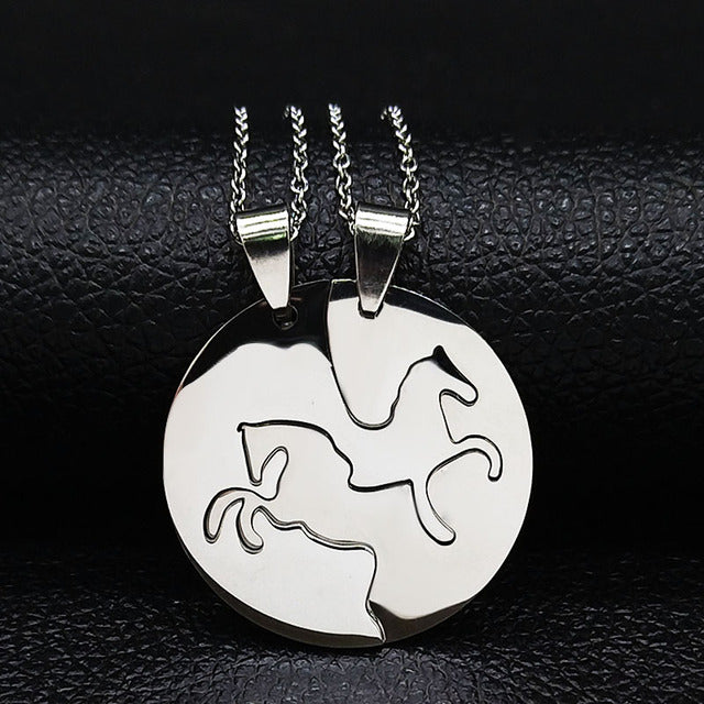 2PCS  Horse Stainless Steel Chain Necklace