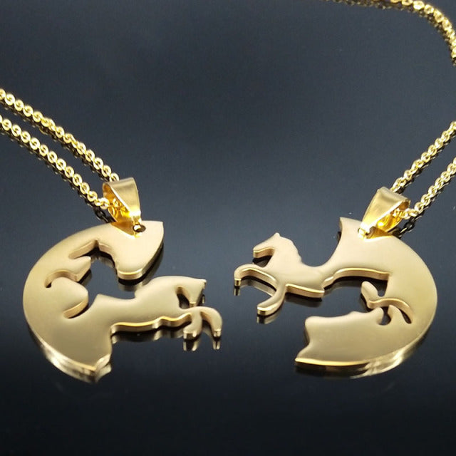 2PCS  Horse Stainless Steel Chain Necklace