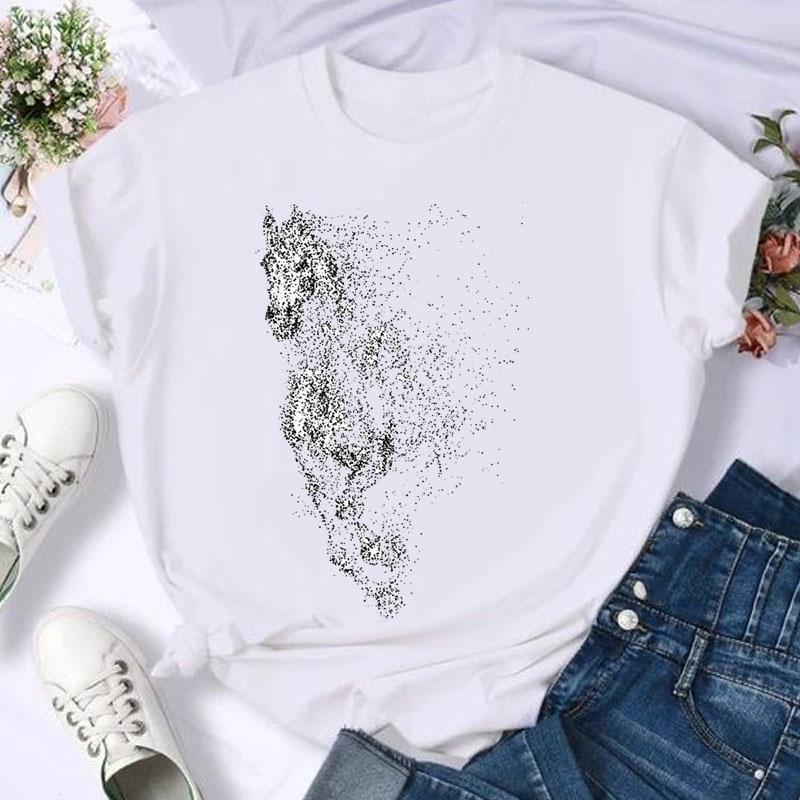 Short Sleeve Horse Animal Trend 90s Fashion Summer Women Print T Shirt Female Casual Top Tshirts Cartoon Graphic Tee T-Shirt